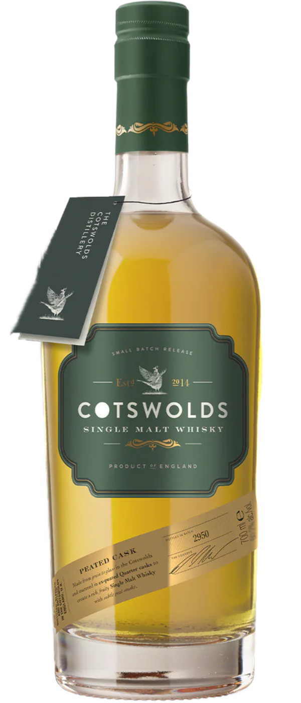 COTSWOLDS PEATED CASK SINGLE MALT WHISKEY